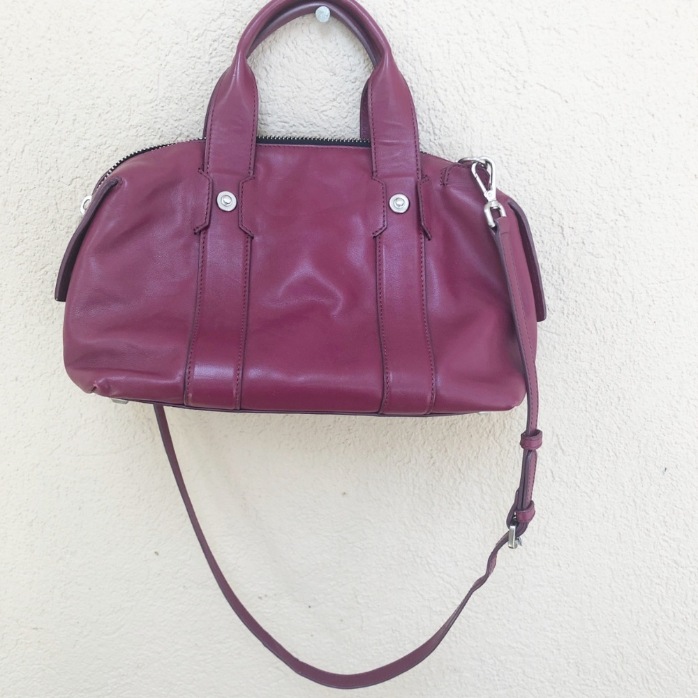 Flynn Maroon Leather Crossbody Roland Barrel Bag - Picture 4 of 8